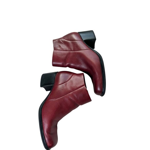 White Mountain Fairchild II Red Leather Boots Women's Sz 7.5 Side Zip Block Heel - Picture 6 of 13